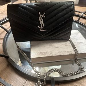 YSL black and silver chain crossbody